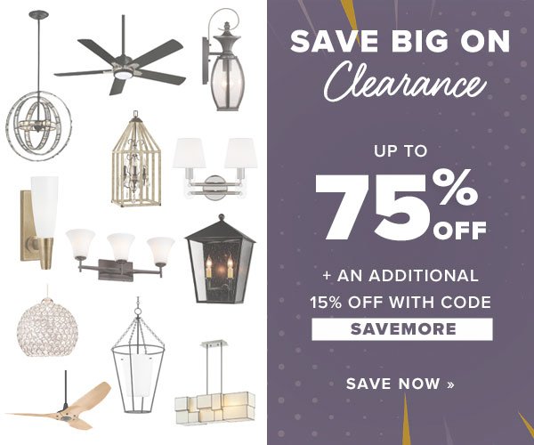 Save up to 75% on clearance items, plus an extra 15% with code SAVEMORE