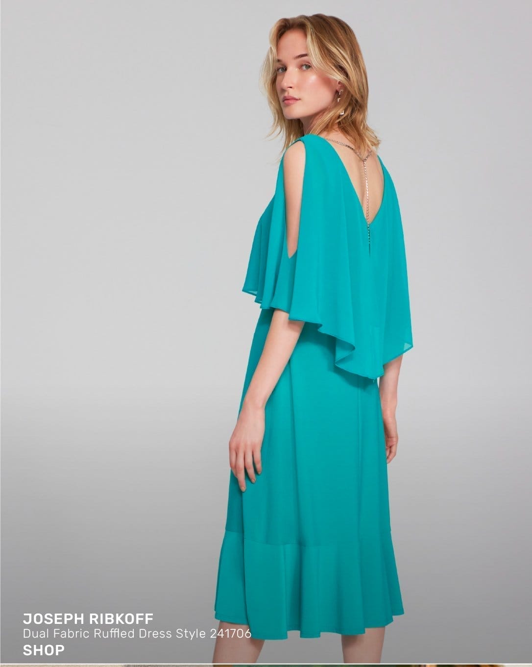 Dual Fabric Ruffled Dress Style 241706