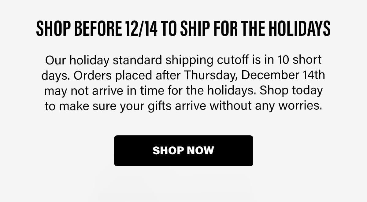 SHOP NOW TO GET GIFTS IN TIME BEFORE THE HOLIDAYS