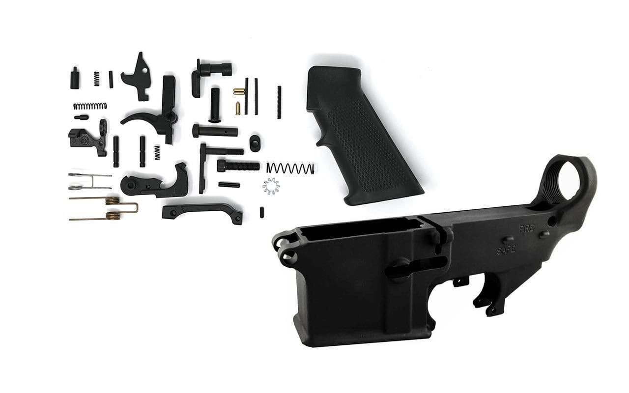 Image of 80% Lower Fire/Safe Marked and Mil-Spec AR15 Lower Parts Kit (w/ Hammer and Trigger)