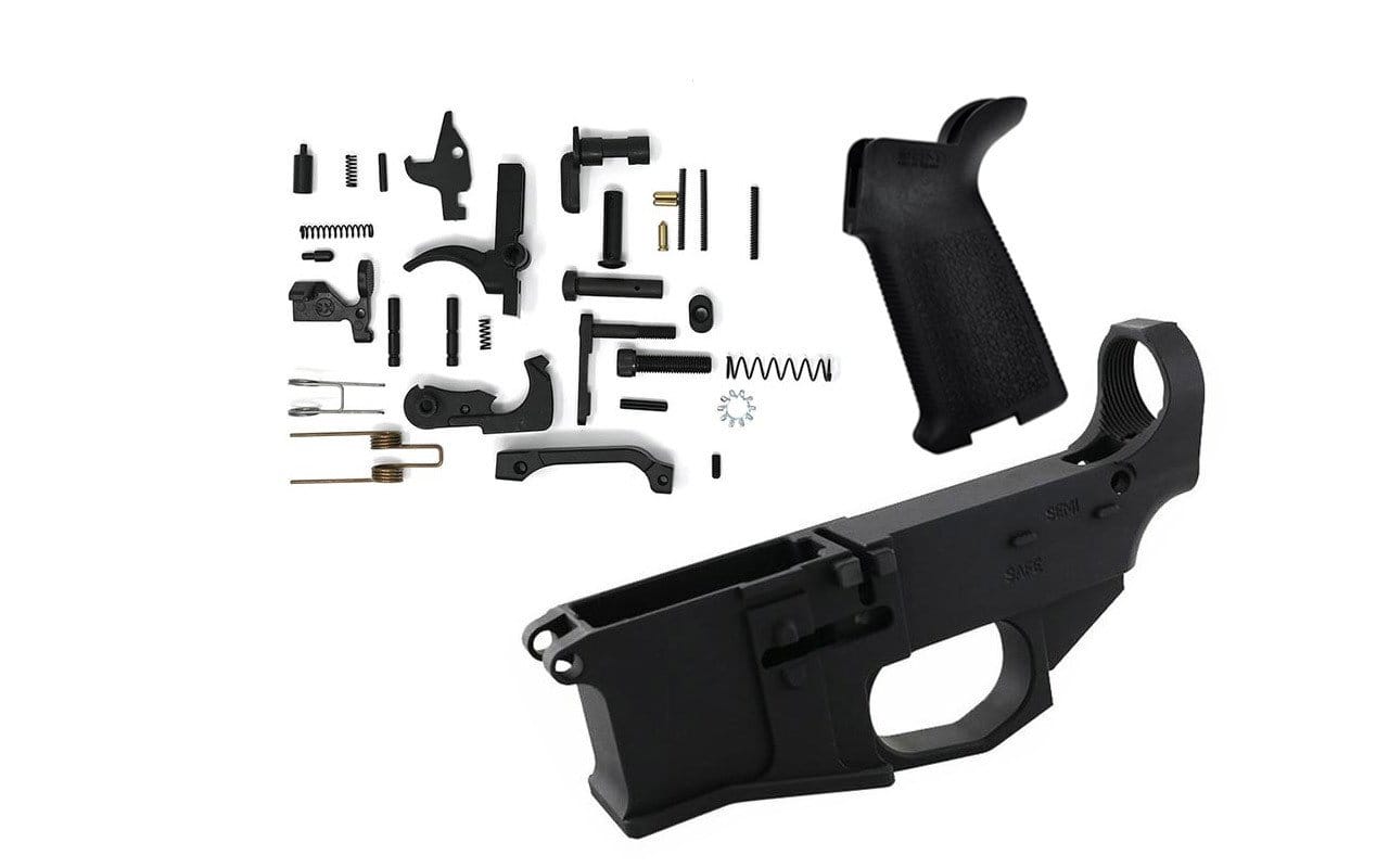 Image of Premium 80% Lower Fire/Safe Marked Billet w/ Mil-Spec AR15 Lower Parts Kit and Magpul® MOE® Grip