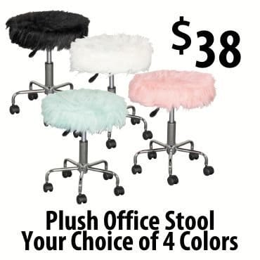 Faux Fur office stools with wheels at \\$38