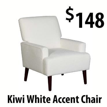 White Boucle accent chair at \\$148