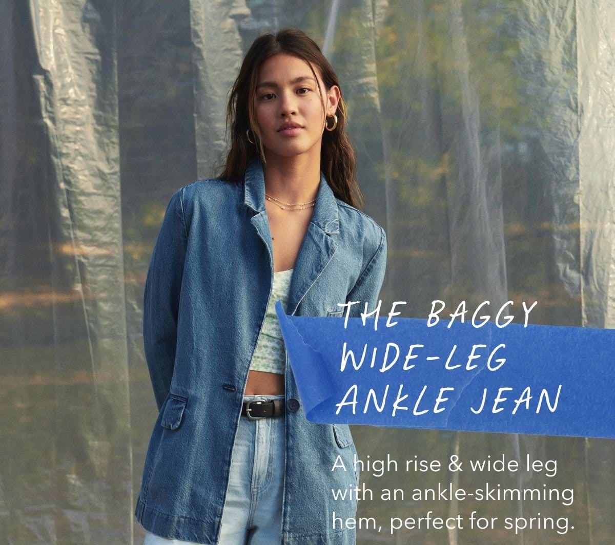 The Baggy Wide-Leg Ankle Jean A high rise & wide leg with an ankle-skimming hem, perfect for spring.