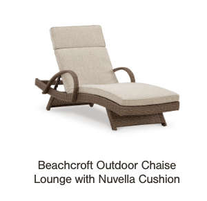 Beachcroft outdoor chaise lounge with nuvella cushion