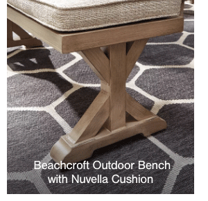 beachcroft outdoor bench with nuvella cushion