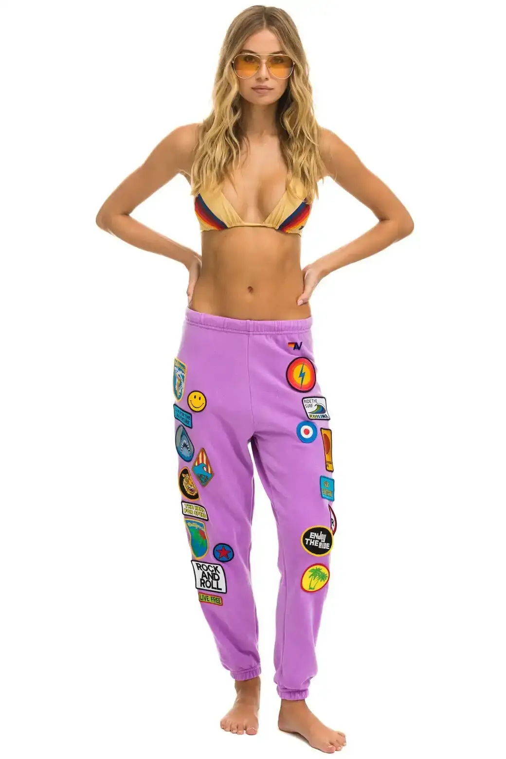 Image of VINTAGE PATCH SWEATPANTS - NEON PURPLE