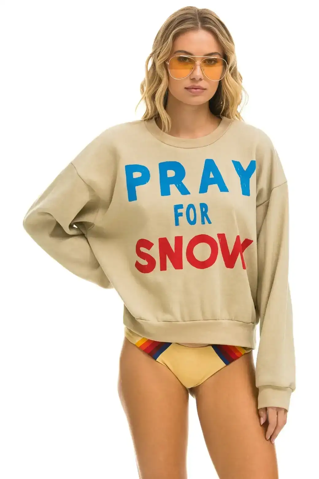 Image of PRAY FOR SNOW RELAXED CREW SWEATSHIRT - SAND