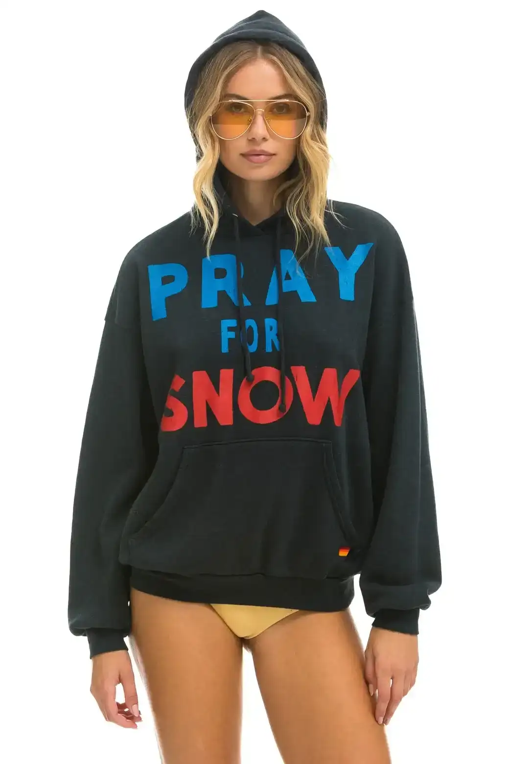 Image of PRAY FOR SNOW RELAXED PULLOVER HOODIE - CHARCOAL