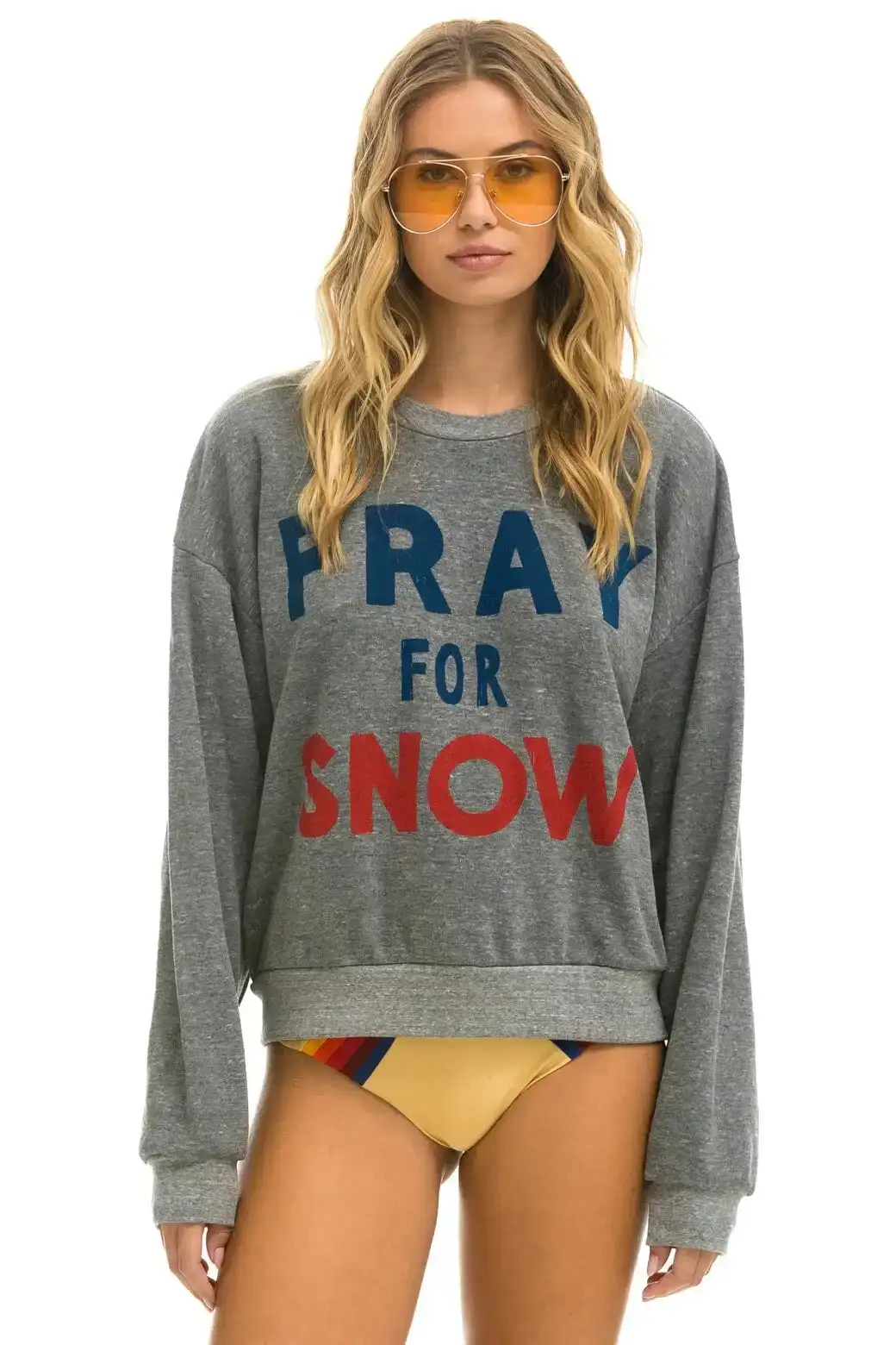 Image of PRAY FOR SNOW RELAXED CREW SWEATSHIRT - HEATHER