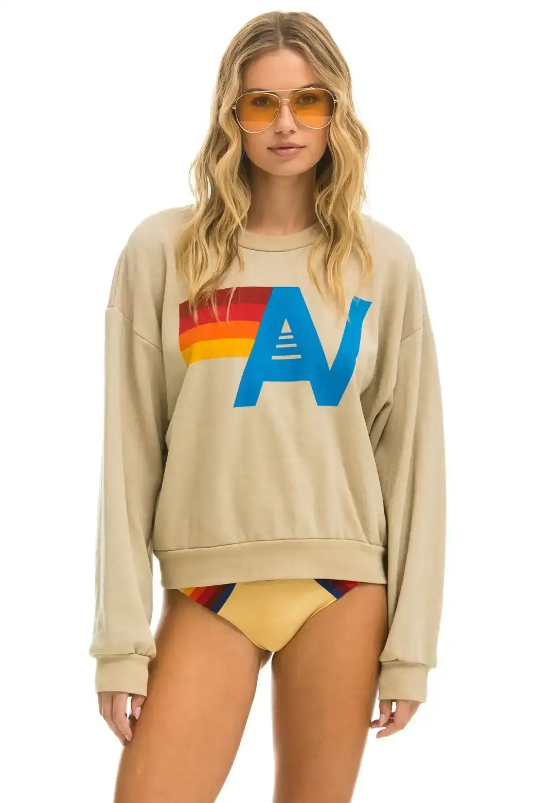 Image of LOGO RELAXED CREW SWEATSHIRT - SAND