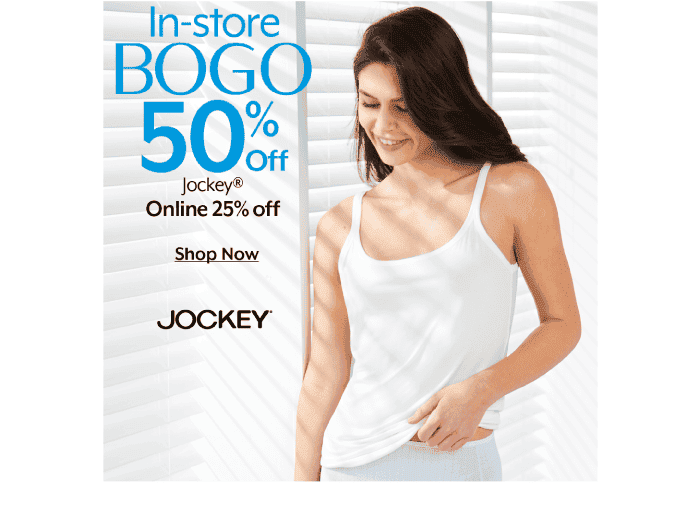 In-store BOGO 50%, 25% Off Online Jockey®