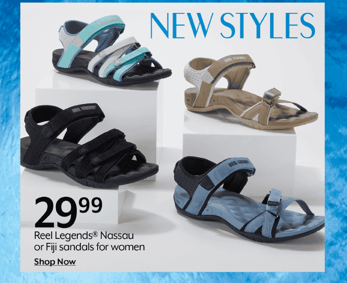 29.99 Reel Legends Nassau or Fiji sandals for women