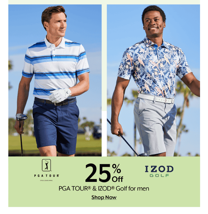 25% Off PGA TOUR & IZOD Golf for men