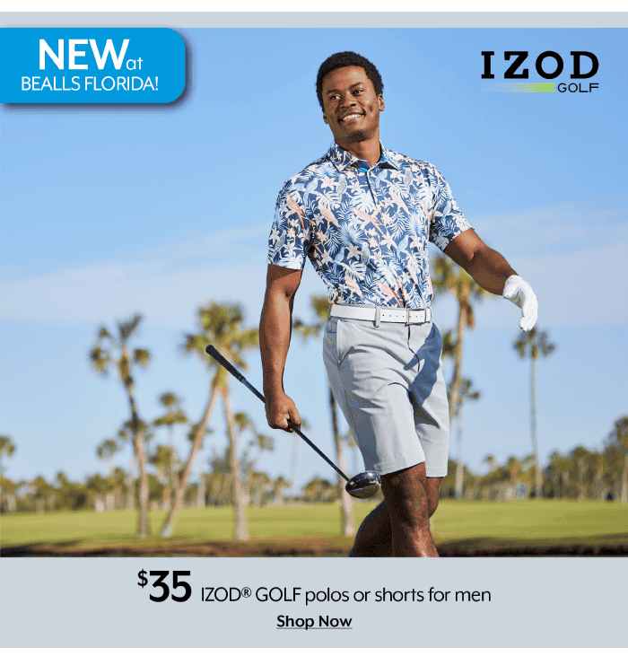 \\$35 IZOD Golf polos or shorts for men