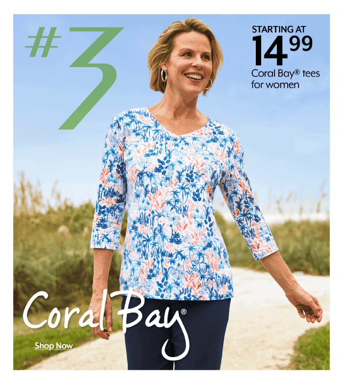 #3 Coral Bay - Starting at 14.99 Coral Bay Tees for women