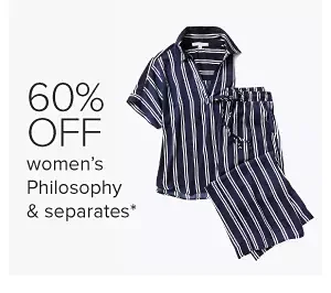 A blue and white striped women's set. 60% off women's Philosophy and separates.