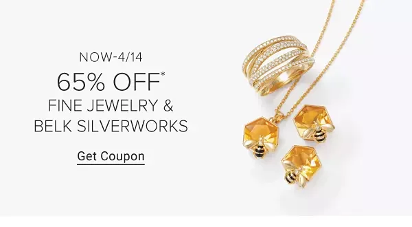 65% off fine jewelry and Belk Silverworks. Get Coupon.