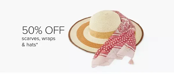 A woman's straw sun hat and scarf. 50% off scarves, wraps and hats.