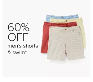60% off men's shorts, tees & swim