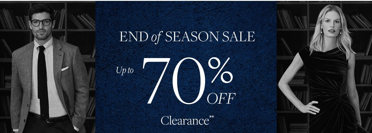 End of Season Sale Up to 70% Off Clearance