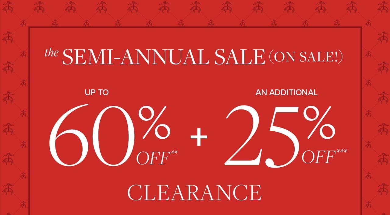 Up to 60% off clearance + Extra 25% off clearance