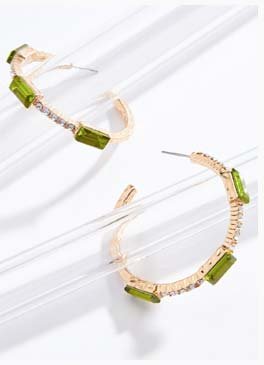 Shop Geo green glass hoop earrings
