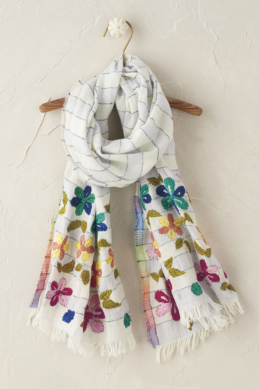 Embroidered Petals Scarf