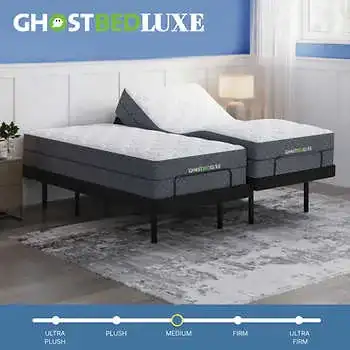 Ghostbed Luxe 13-inch Memory Foam Mattress with Adjustable Base