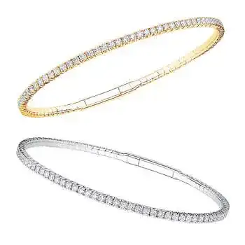 Round Brilliant 2.00ctw VS2 Clarity, G Color Diamond 14kt Gold Bangle Bracelet