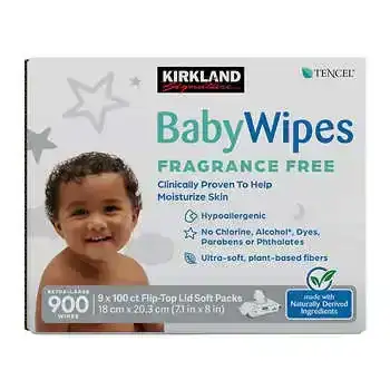 Kirkland Signature Baby Wipes Fragrance Free, 900-Count