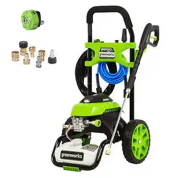 Greenworks 2000PSI Electric Pressure Washer with 50’ Anti-Kink Hose and Accessories