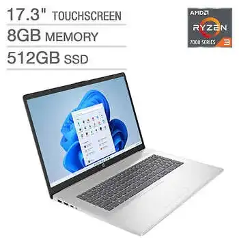 HP 17.3-inch Touchscreen Laptop with AMD Ryzen 3 Processor