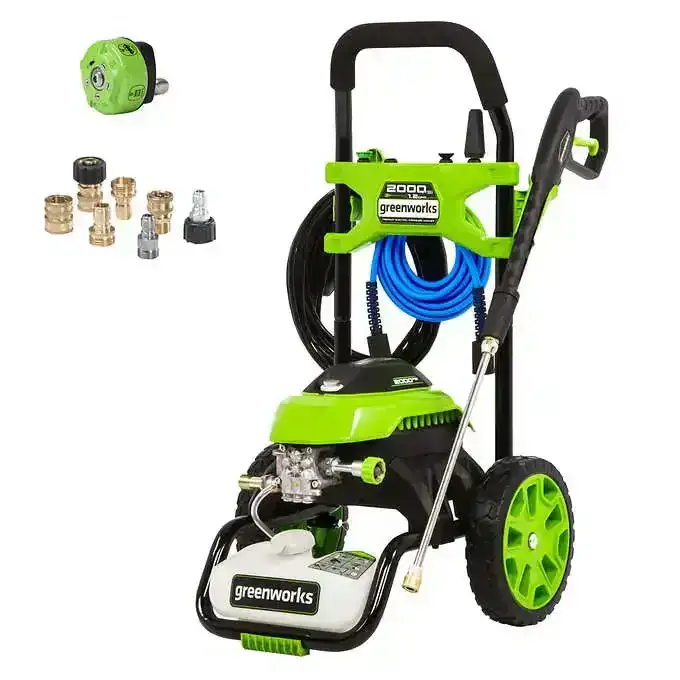 Greenworks 2000PSI Electric Pressure Washer with 50’ Anti-Kink Hose and Accessories