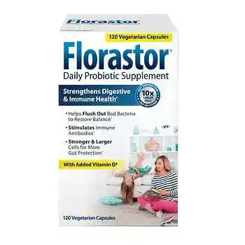 Florastor Daily Probiotic with Vitamin D3, 120 Vegetarian Capsules