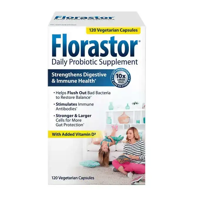 Florastor Daily Probiotic with Vitamin D3, 120, Vegetarian Capsules