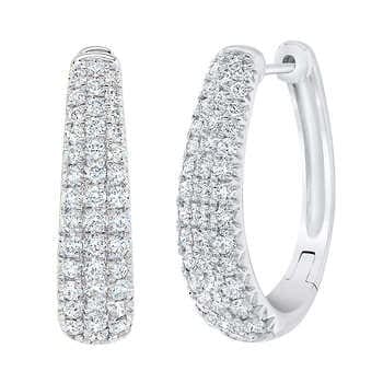 Round Brilliant 1.75 ctw VS2 Clarity, G Color Diamond 14kt Gold Hoop Earrings