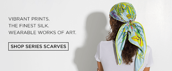 Vibrant prints. the finest silk. wearable works of art. SHOP SERIES SCARVES
