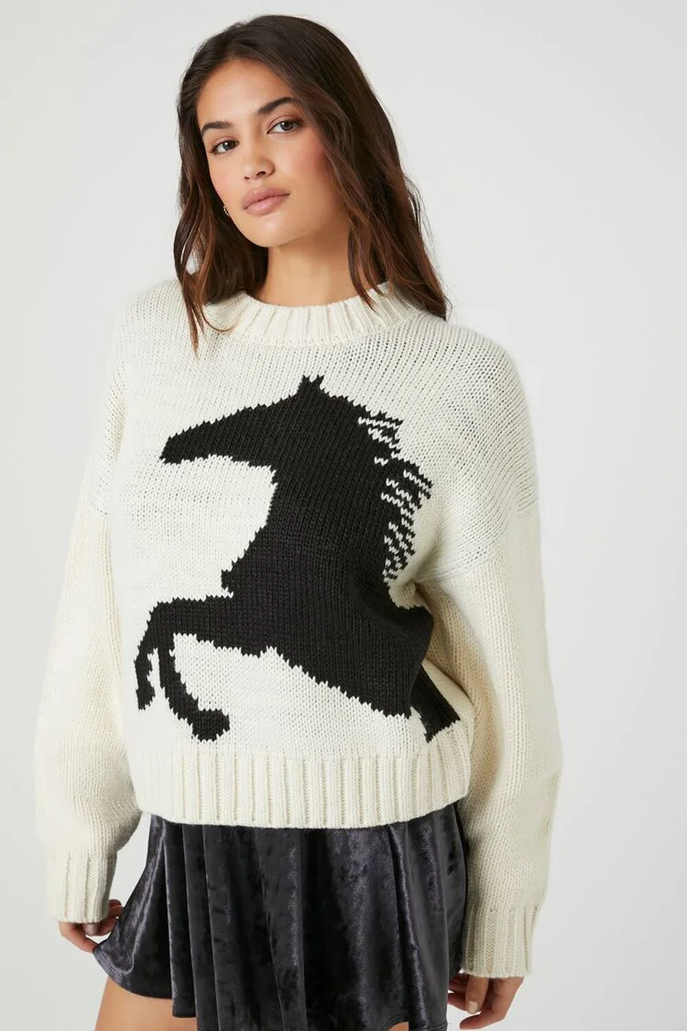 Horse Drop-Sleeve Sweater