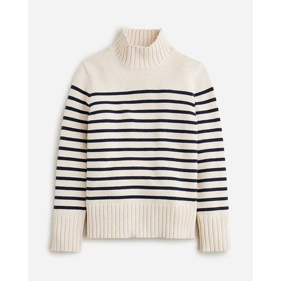 Cotton turtleneck sweater in stripe