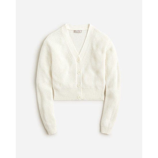 Cotton-blend cropped V-neck cardigan sweater