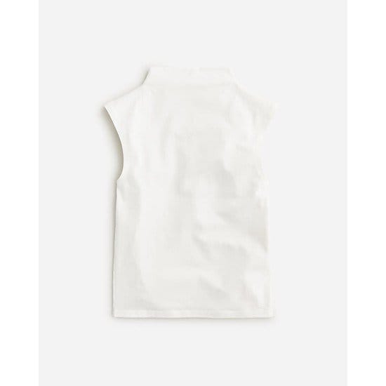 Fitted mockneck tank top in stretch cotton blend