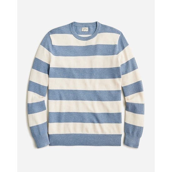 Cotton piqué-stitch sweater in stripe
