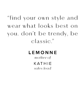 find your own style and wear what looks best on you. don't be trendy, be classic.