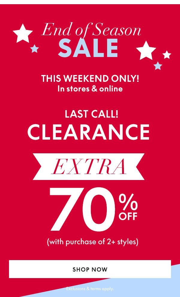 Clearance 70% Off