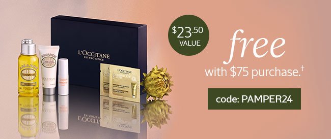 FREE WITH \\$75 PURCHASE.† | CODE: PAMPER24