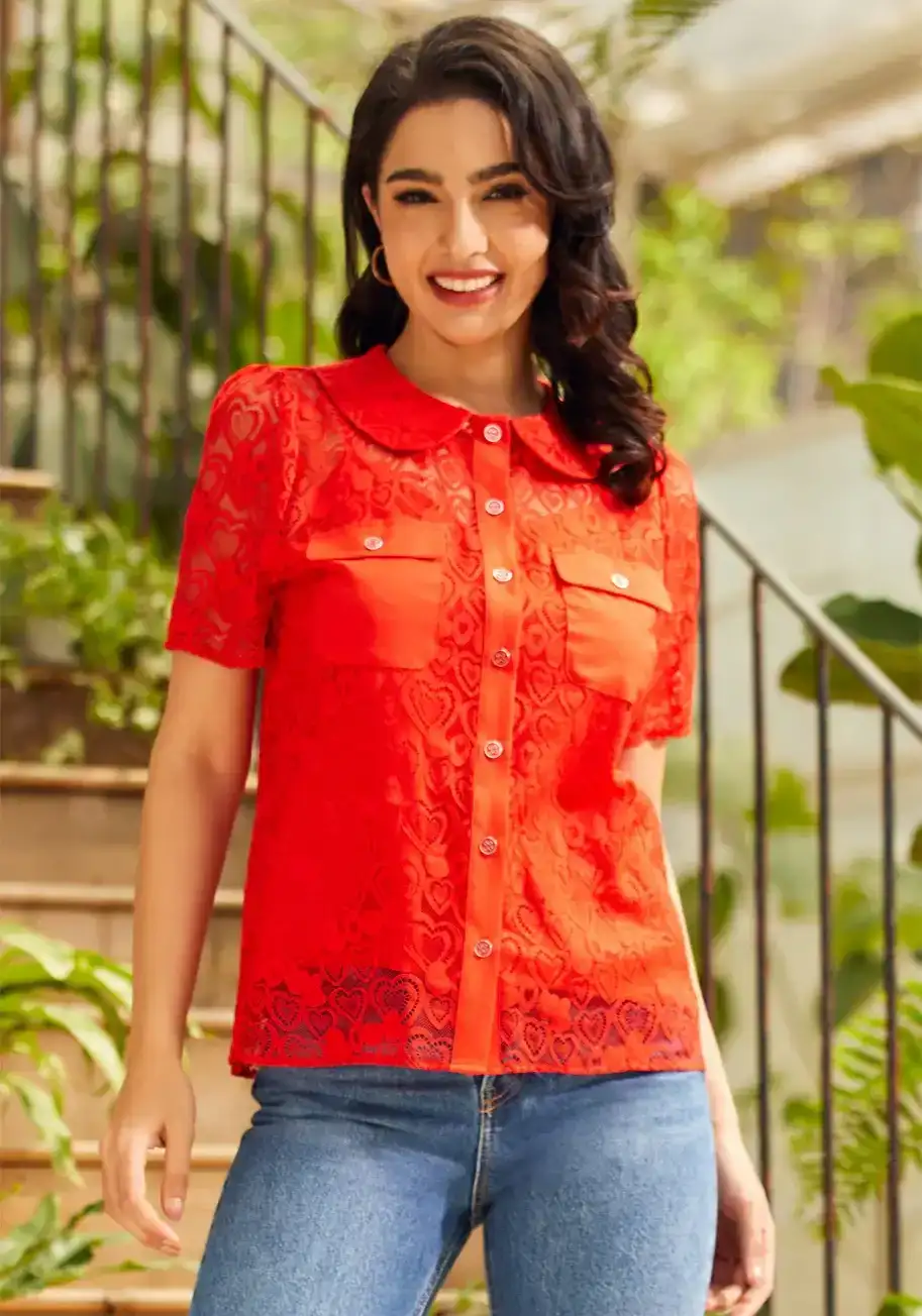 Image of Heart Throb Button-Up Top