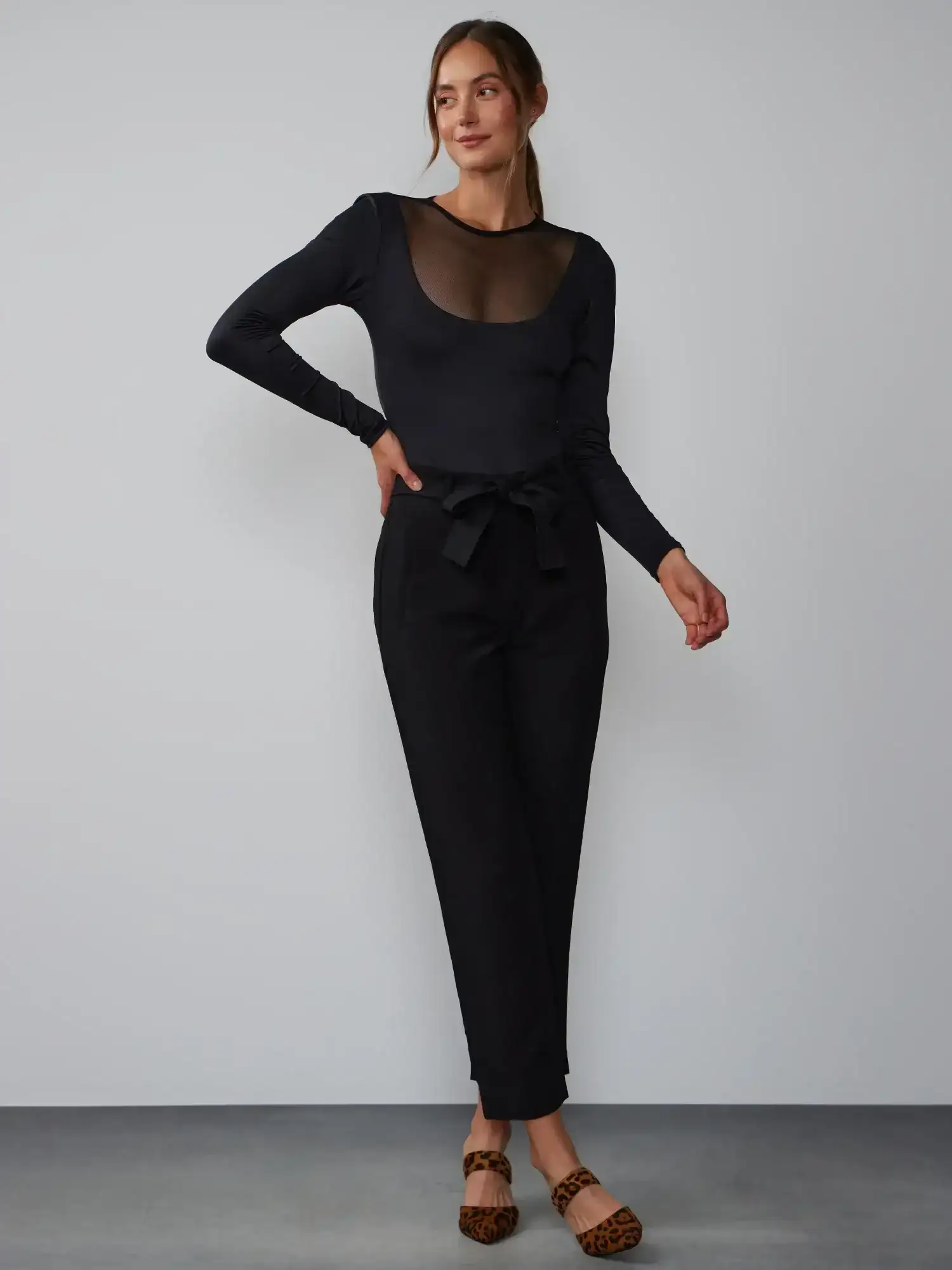 Image of Mid Rise Belted Tapered Pant