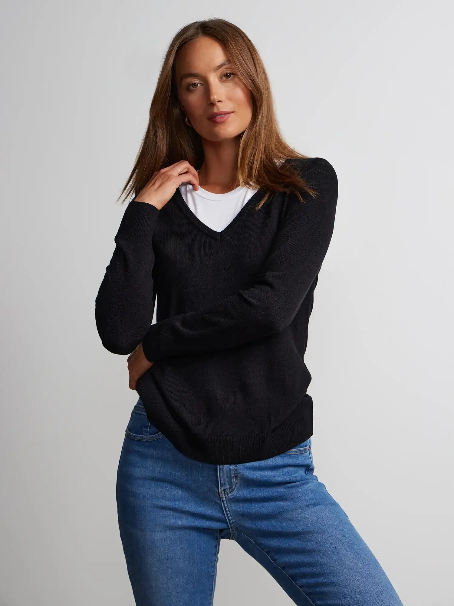 Image of Long Sleeve V-Neck Pullover