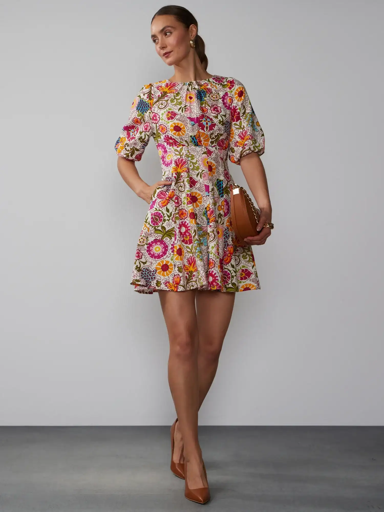 Image of Floral Seamed Fit and Flare Dress